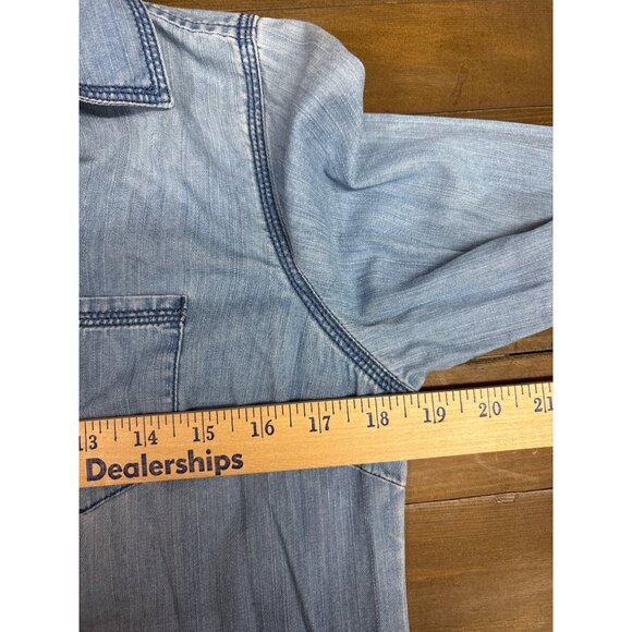 Stylus Womens Light Blue Button-Up Long Sleeve Shirt Size S 100% Cotton Made In - Picture 6 of 6